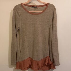 THML Beige and Rust Long Sleeve Top